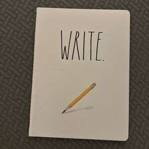 Rae Dunn White Notebook with Pencil Design